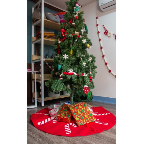 Wool Felt Candycane Design Tree Skirt