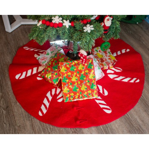 Wool Felt Candycane Design Tree Skirt
