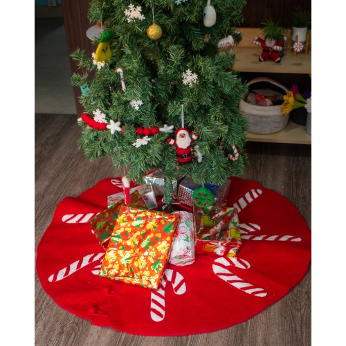 Wool Felt Candycane Design Tree Skirt
