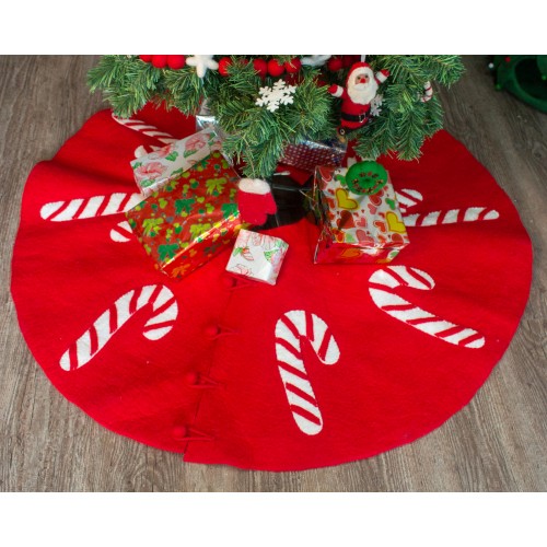 Wool Felt Candycane Design Tree Skirt