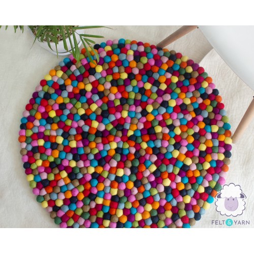 Multicolor Felt Ball Rug