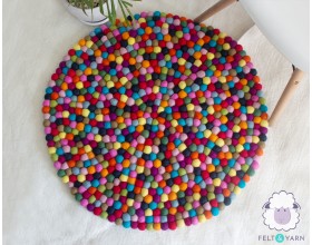 Fifteen color multicolor felt ball rug - Felt and Yarn