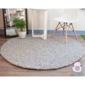 Off-white Gray Felt Ball Rug