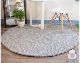 Off-white Gray Felt Ball Rug