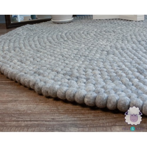 Off-white Gray Felt Ball Rug