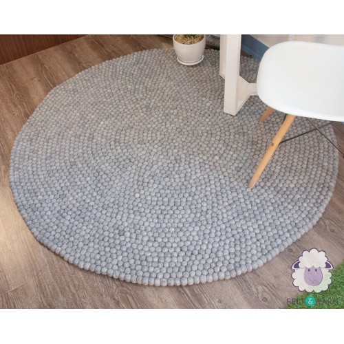 Off-white Gray Felt Ball Rug