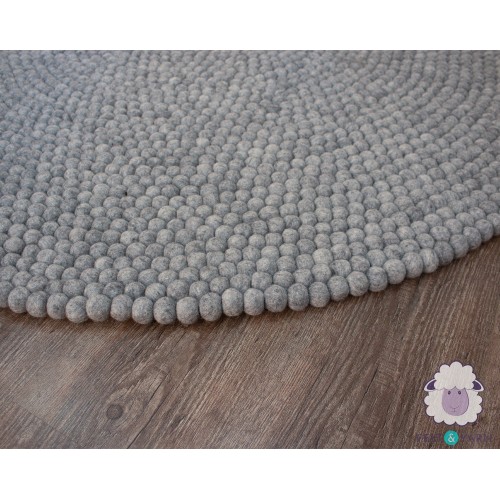 Off-white Gray Felt Ball Rug