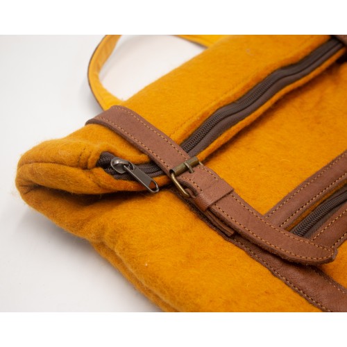 Handmade Wool Felt Backpack with Leather Strap