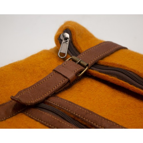 Handmade Wool Felt Backpack with Leather Strap