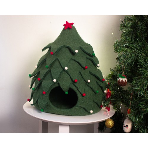Christmas Tree Felt Cat House