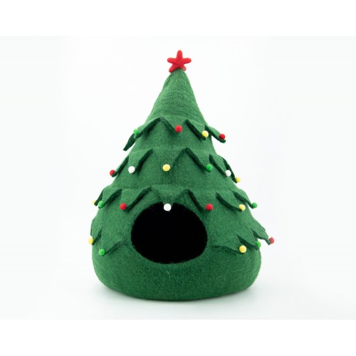 Christmas Tree Felt Cat House