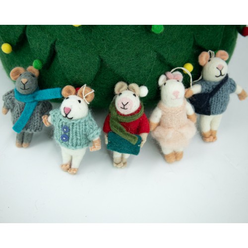 10cm Felt Mice Christmas Tree Ornaments