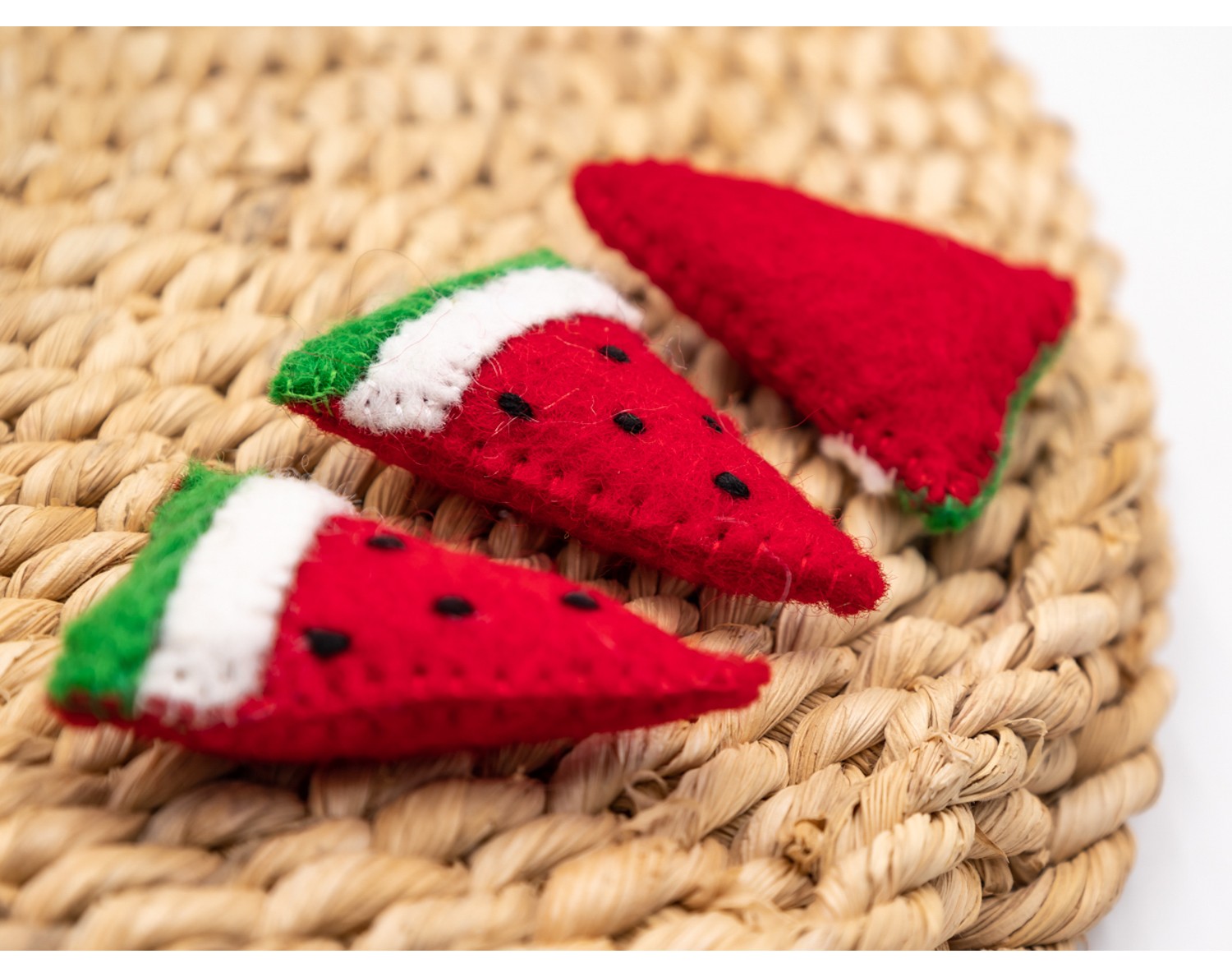 Handmade wool felt watermelon for pretend play- Felt and Yarn