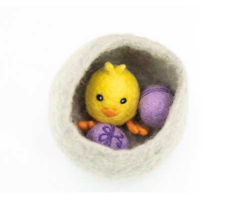 Needle Felted Chick with Egg