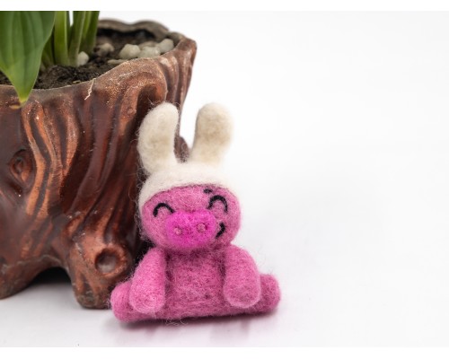 5cm Bunny Ear Felt Pig