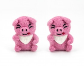 8cm Needle Felt Pig With...