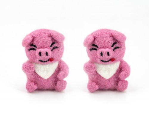 8cm Needle Felt Pig With Napkin