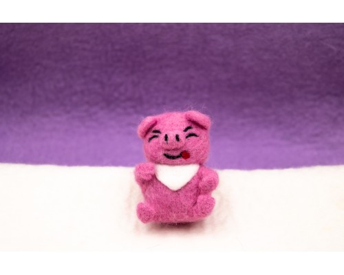 8cm Needle Felt Pig With Napkin