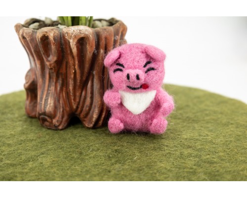 8cm Needle Felt Pig With Napkin