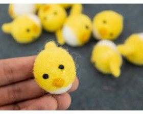 Felt Mini Chick Head Easter Ornament - Felt and Yarn