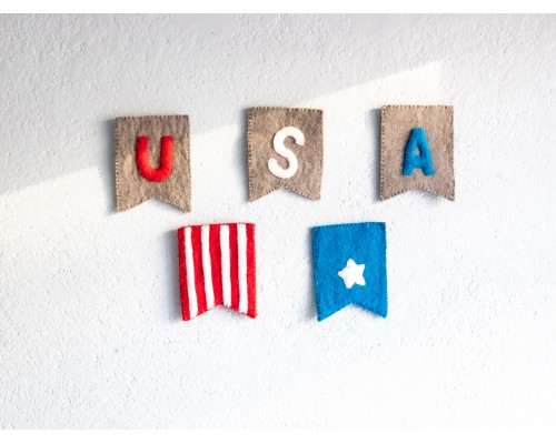 12x9cm Felt USA Banner - 4th of July