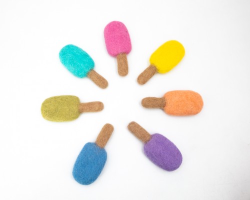 10cm Colorful Handmade Wool Felt Popsicle - Felt and Yarn