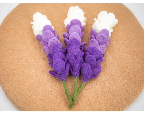 20cm Handmade Wool Felt Lavender Flower - Felt and Yarn