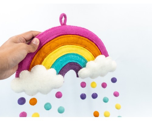 30x38cm Colorful Felt Stitched Rainbow Mobile