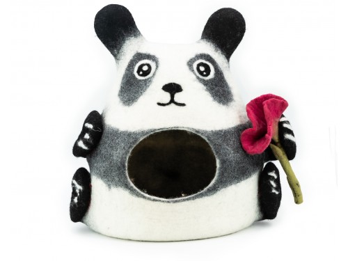 Wool Felt Panda Design Cat Cave