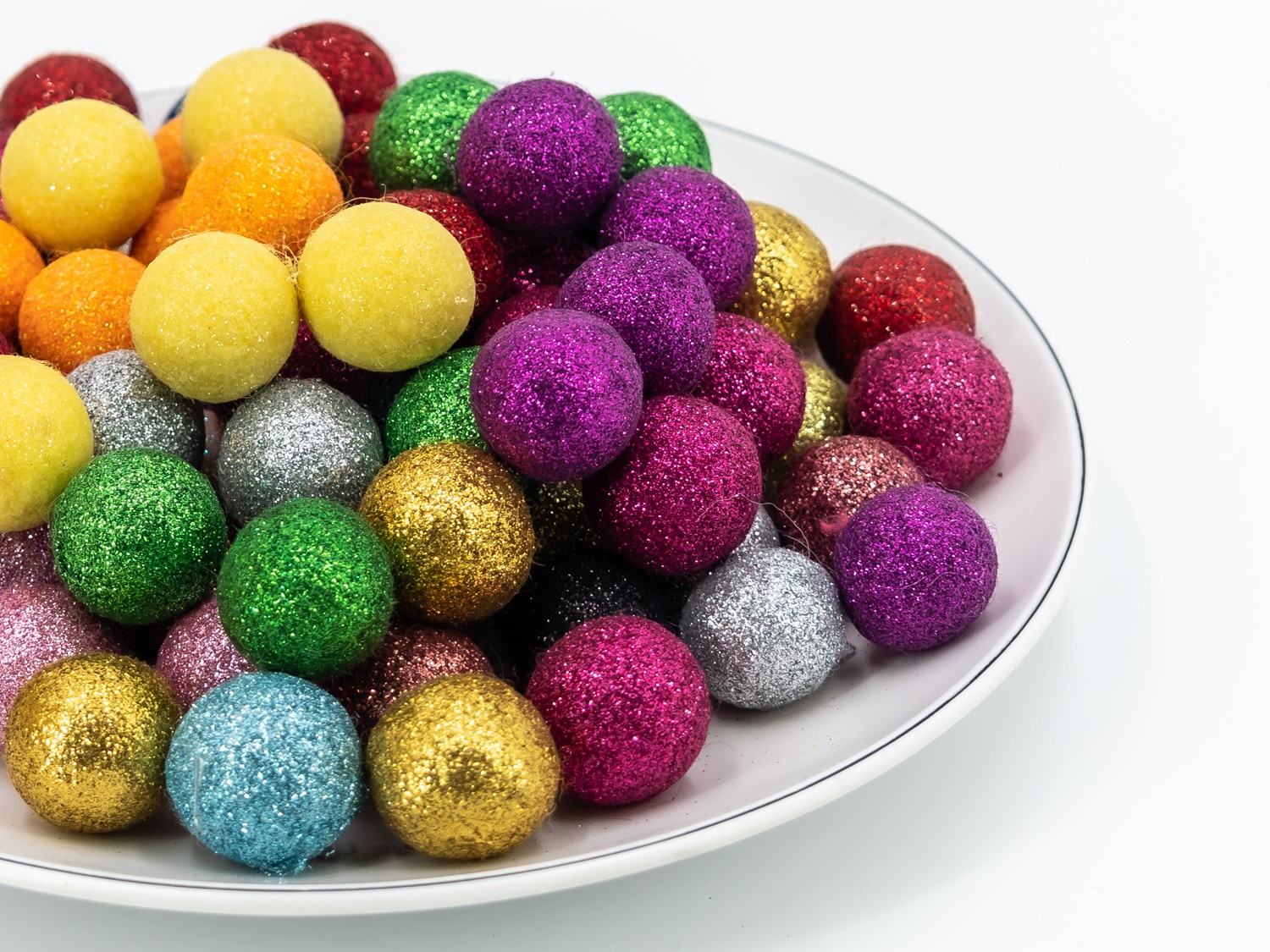 2.5cm Felt Glitter Balls | Wholesale Glitter Felt Balls