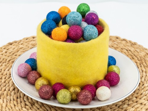 2.5cm Felt Glitter Balls | Wholesale Glitter Felt Balls