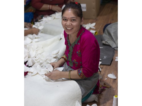 Red Felt Tree Skirt with Christmas Designs