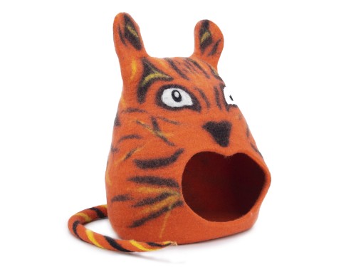 Wool Felt Tiger Design Cat Cave