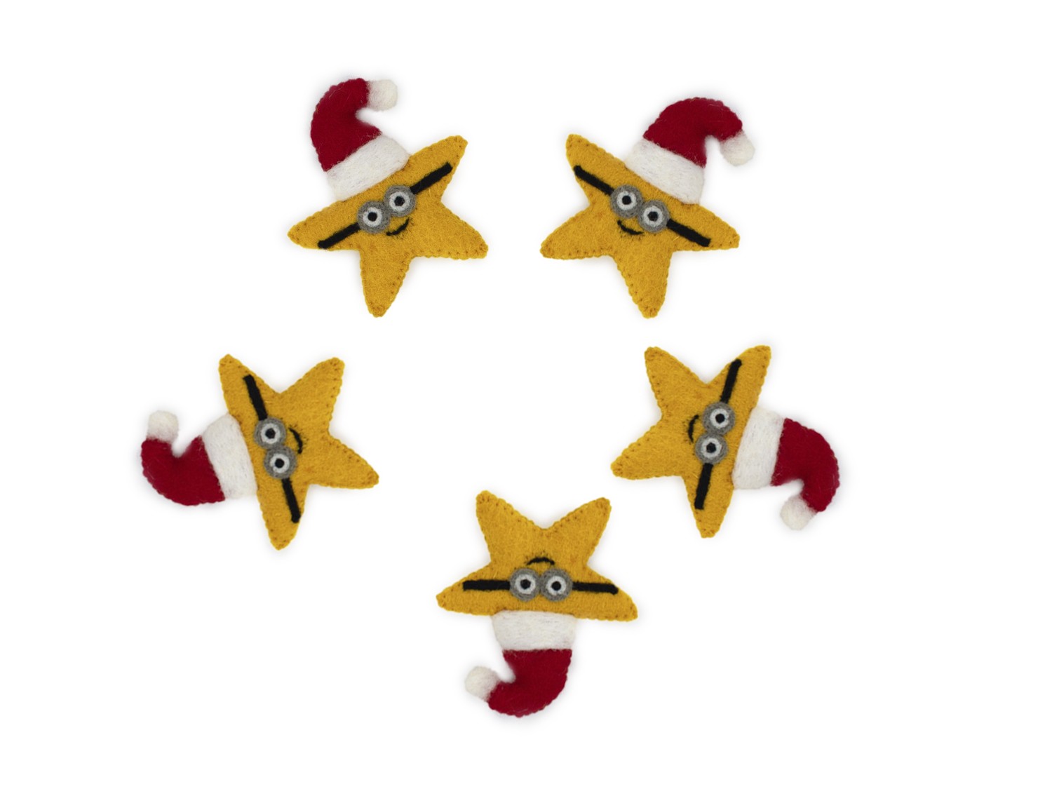 8cm Handmade Christmas Minion Felt Star - Felt and Yarn