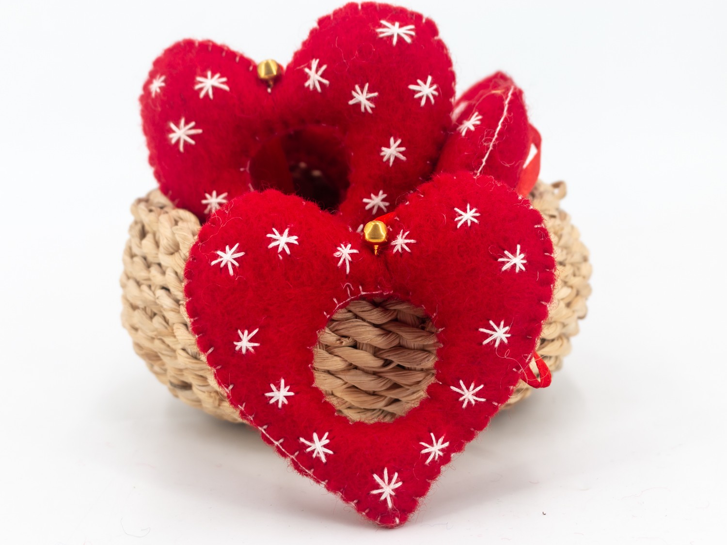 11cm Red Embroidered Felt Heart