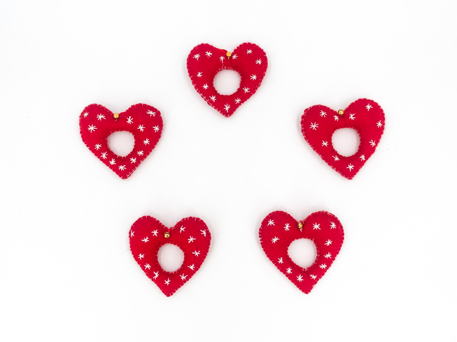 11cm Red Embroidered Felt Heart