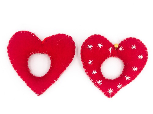 11cm Red Embroidered Felt Heart