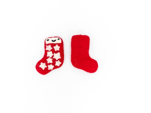 Wool Felt Red Stocking for Christmas Tree Decor