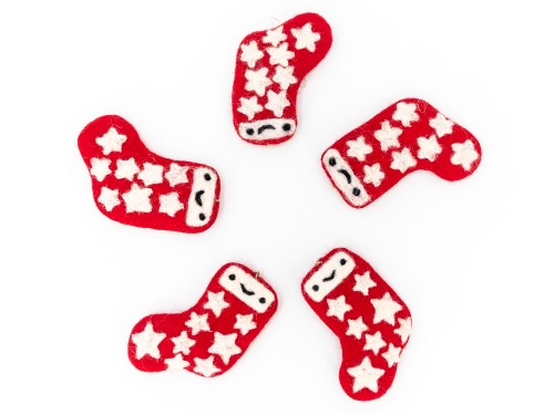 Wool Felt Red Stocking for Christmas Tree Decor