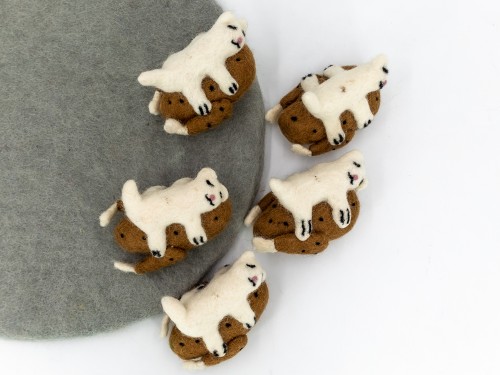 Handmade Felt Cat Hugging Turkey