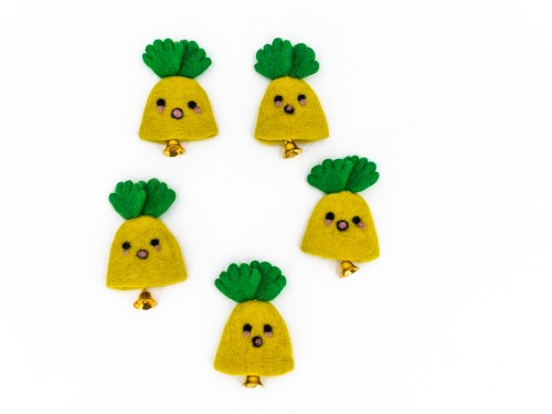 11x7cm Felt Yellow Bell Ornament