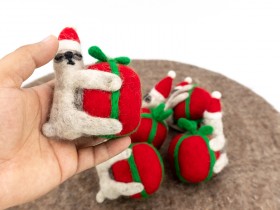Felt Sloth Hugging Christmas Gift Ornament - Felt and Yarn