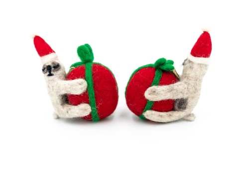 Felt Sloth Hugging Christmas Gift Ornament