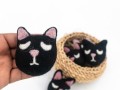 Spooky Felt Cat Head - Felt and Yarn