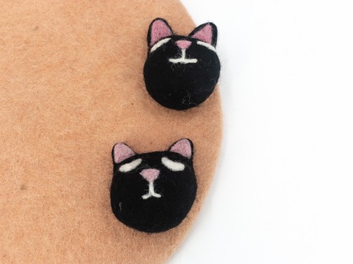 7cm Spooky Felt Cat Head