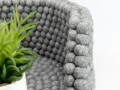 Grey Wool Felt Ball Bolster Dog Bed