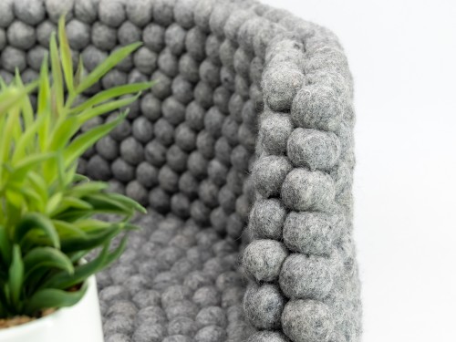 Grey Wool Felt Ball Bolster Dog Bed
