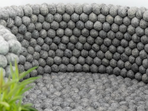 Grey Wool Felt Ball Bolster Dog Bed