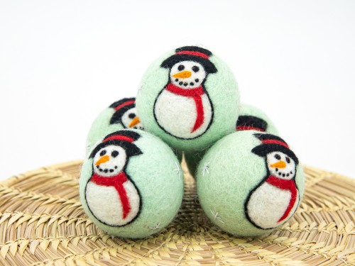 Wool Felt Ball with Snowman Design