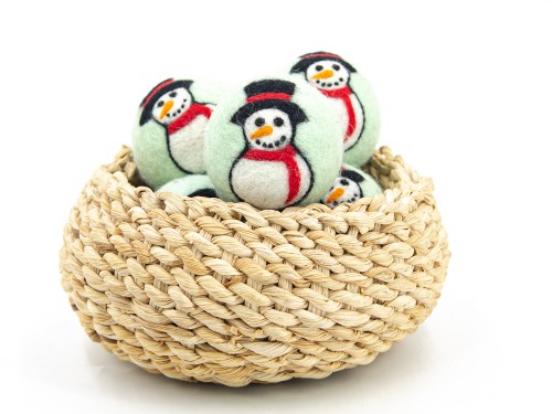 Wool Felt Ball with Snowman Design